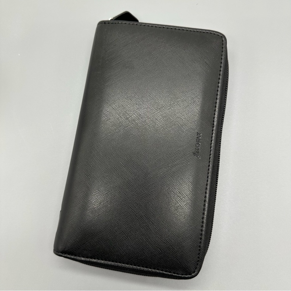 Filofax Saffiano Leather Compact Personal Zip Organizer Planner Black